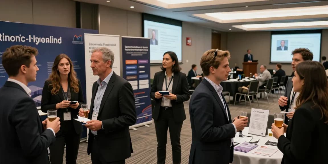 Networking professionals exchanging ideas at a link slot event.