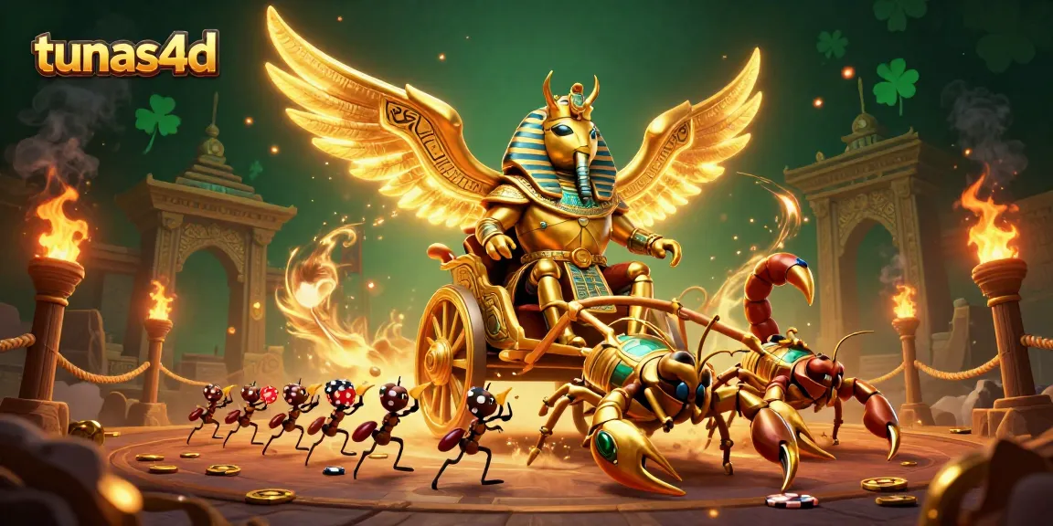 Engage with thrilling action at tunas4d featuring a golden scarab and scorpions in an exciting arena.