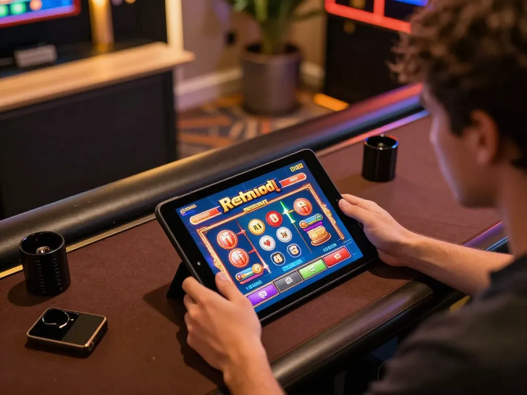 Engaging gameplay of Slot Resmi on tablet showcasing strategic gaming options in a stylish setting.