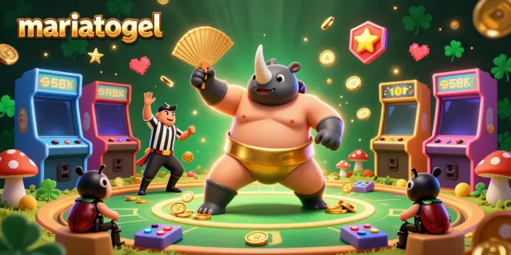 Win big with mariatogel in a vibrant 3D digital casino scene featuring unique characters and dynamic gameplay.