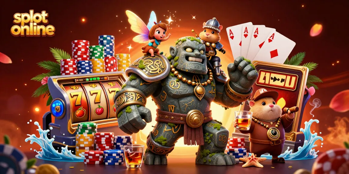 Gambar slot online dengan golem si penjaga dan kesatria hamster di tengah keseruan kasino.