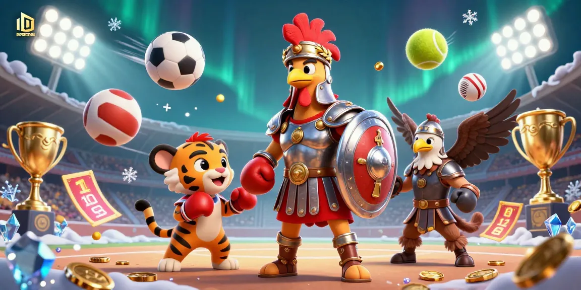 Engage with IDNSCORE’s thrilling betting scene featuring a gladiator rooster and arena action.