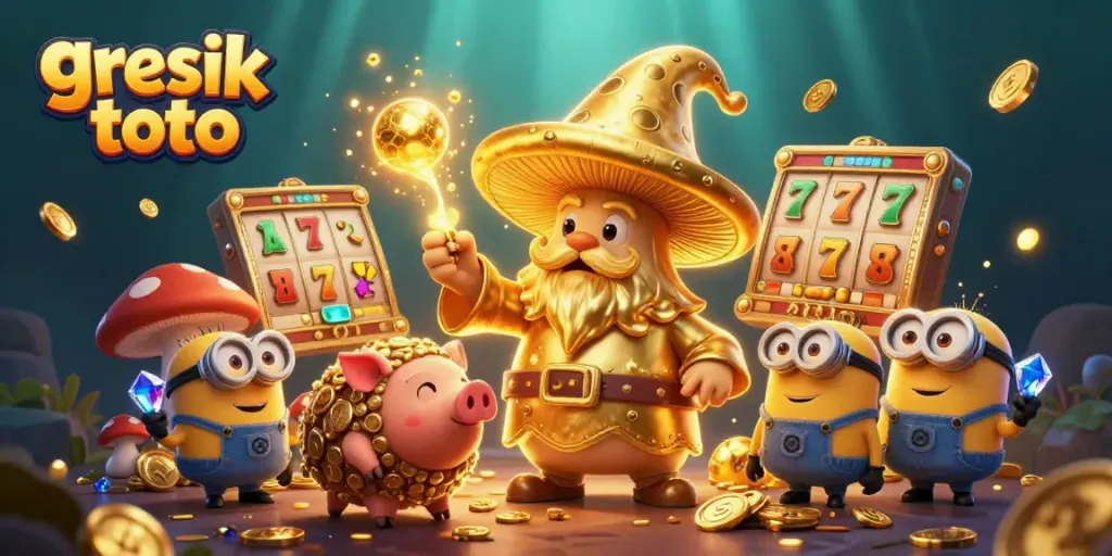 Experience thrilling gameplay at gresik toto with dynamic elements, golden characters, and magical treasure hunts.