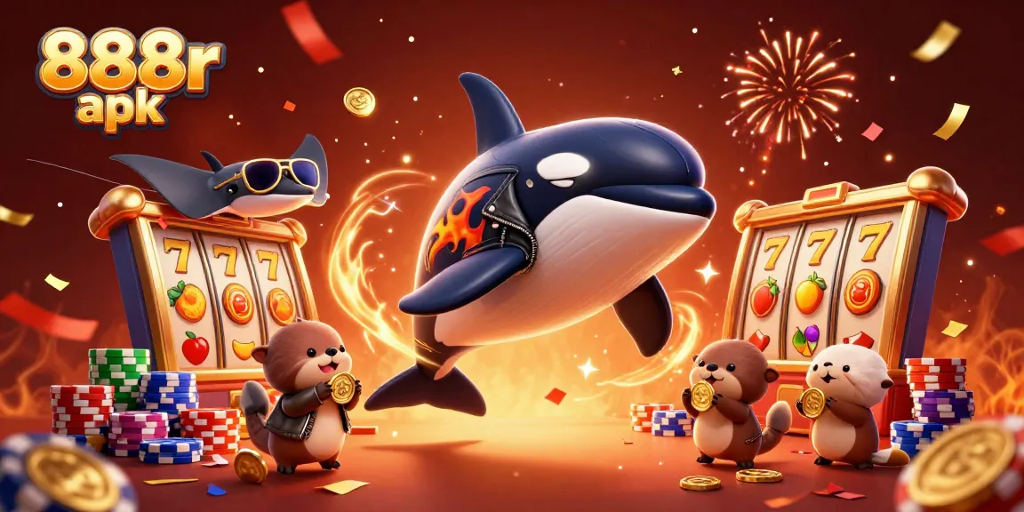 Experience the thrill of 888r apk with vibrant lucky symbols, coins, and colorful casino elements.