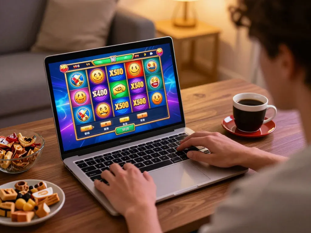 Engaging gameplay with Slot x500 on a vibrant online setup, showcasing strategic betting.