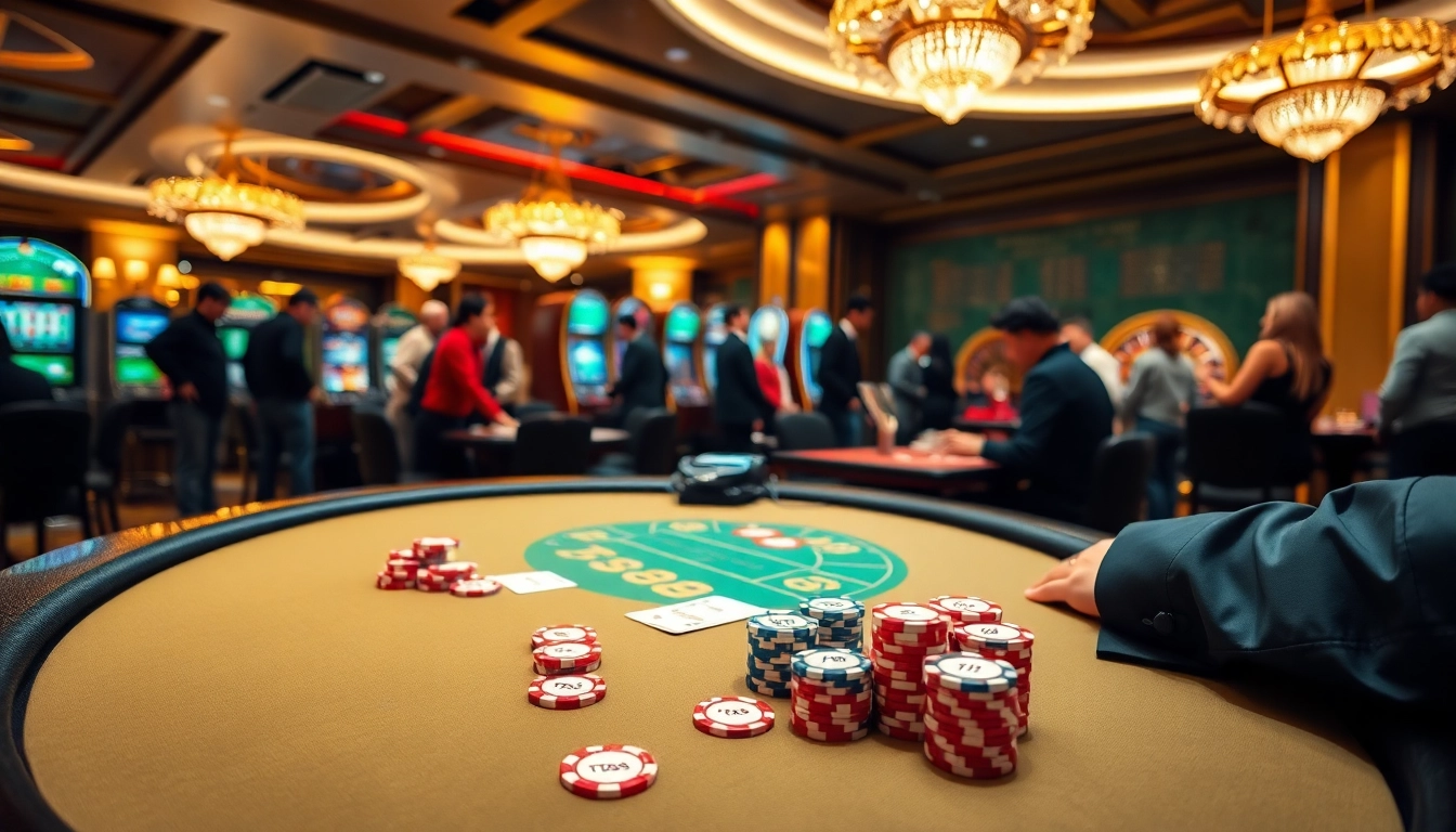Gambling at the TT88 casino table with vibrant poker chips and sophisticated atmosphere.