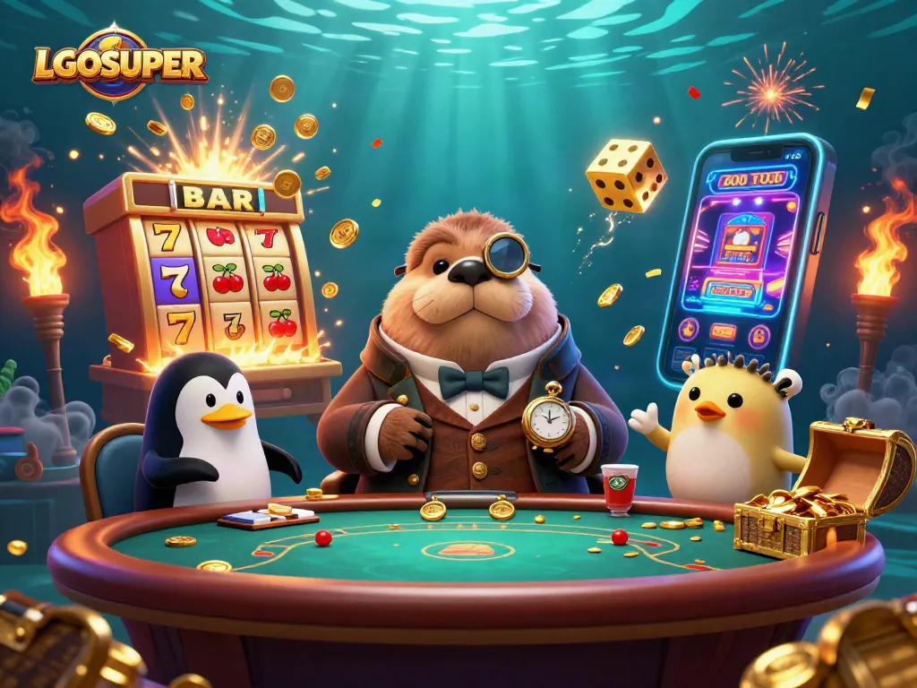 Play exciting games with LGOSUPER, featuring a walrus, penguin dealer, and bluffing fish.