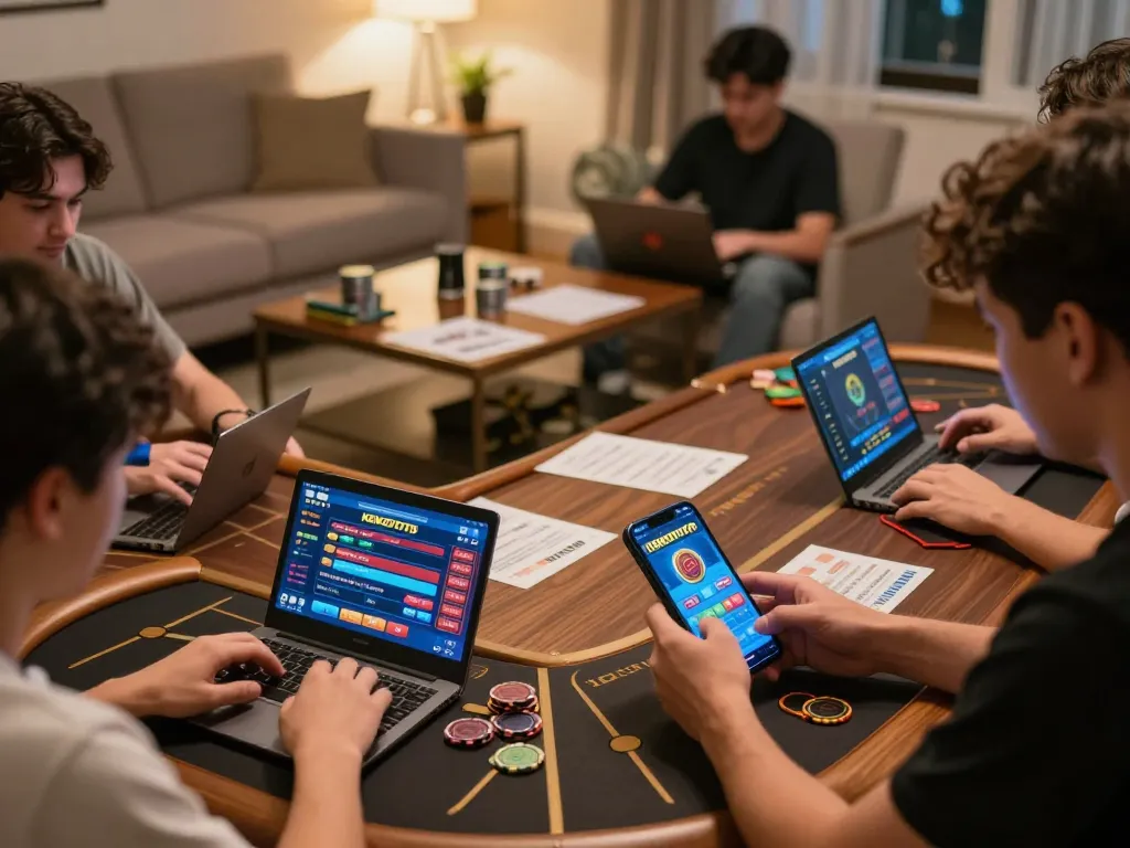 Pengguna Kenzototo aktif berinteraksi dengan aplikasi taruhan di smartphone mereka selama sesi permainan yang santai.
