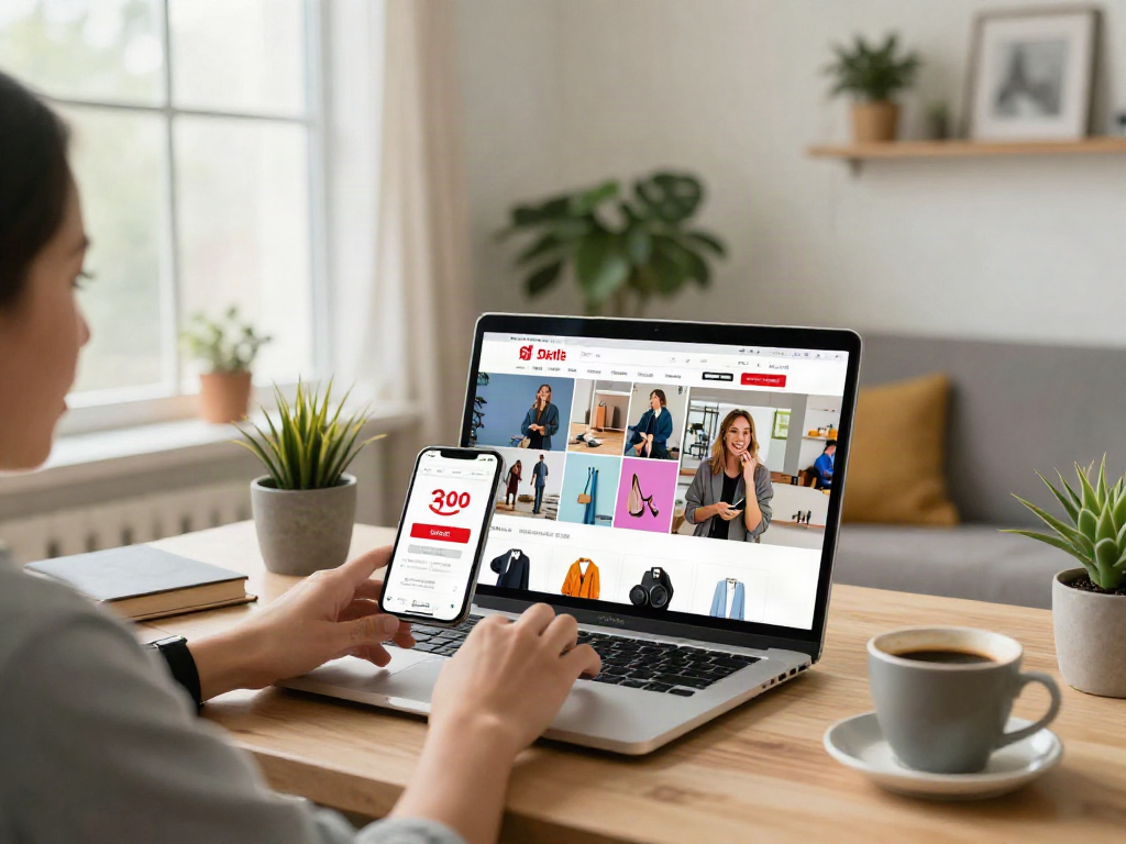Enthusiastic shopper engaging with stylish e-commerce site featuring bro138 products.