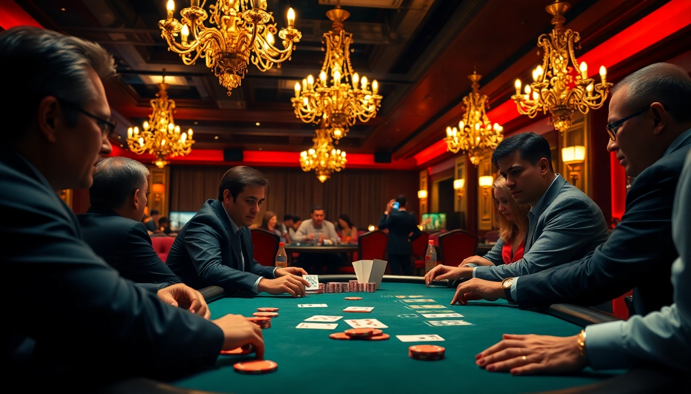 Menang besar di kasino tkp188 dengan suasana poker yang menegangkan dan pemain fokus.