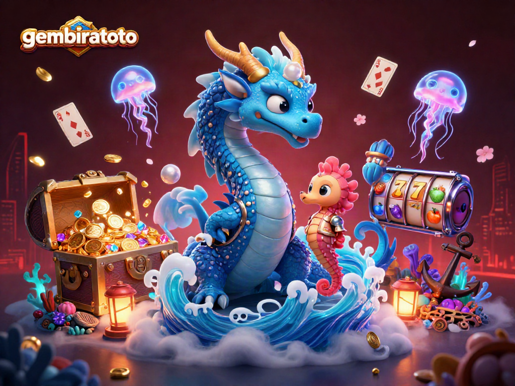 Menangkan keuntungan bermain gembiratoto dengan slot dan karakter fantastis dalam ilustrasi 3D.