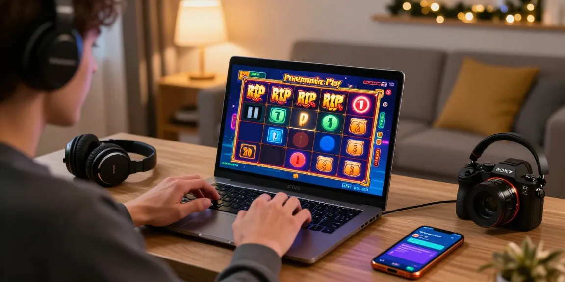 Pengguna memeriksa nagahitam303 daftar RTP slot online dengan antusias di laptop di ruang tamu modern.