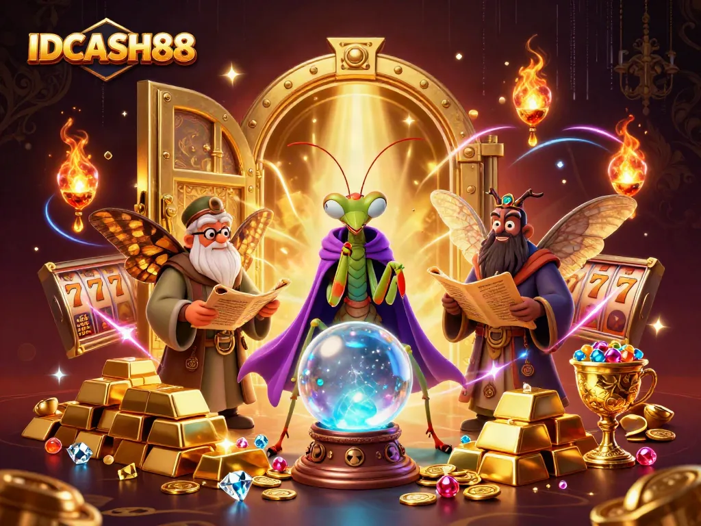 Engage with IDCASH88's exciting online lottery experience, featuring vibrant 3D characters and casino elements.