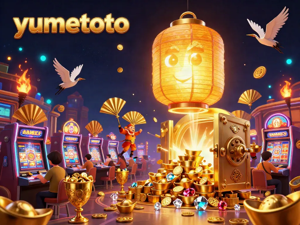 Spin the reels at yumetoto's vibrant casino with glowing spirits and golden treasures!