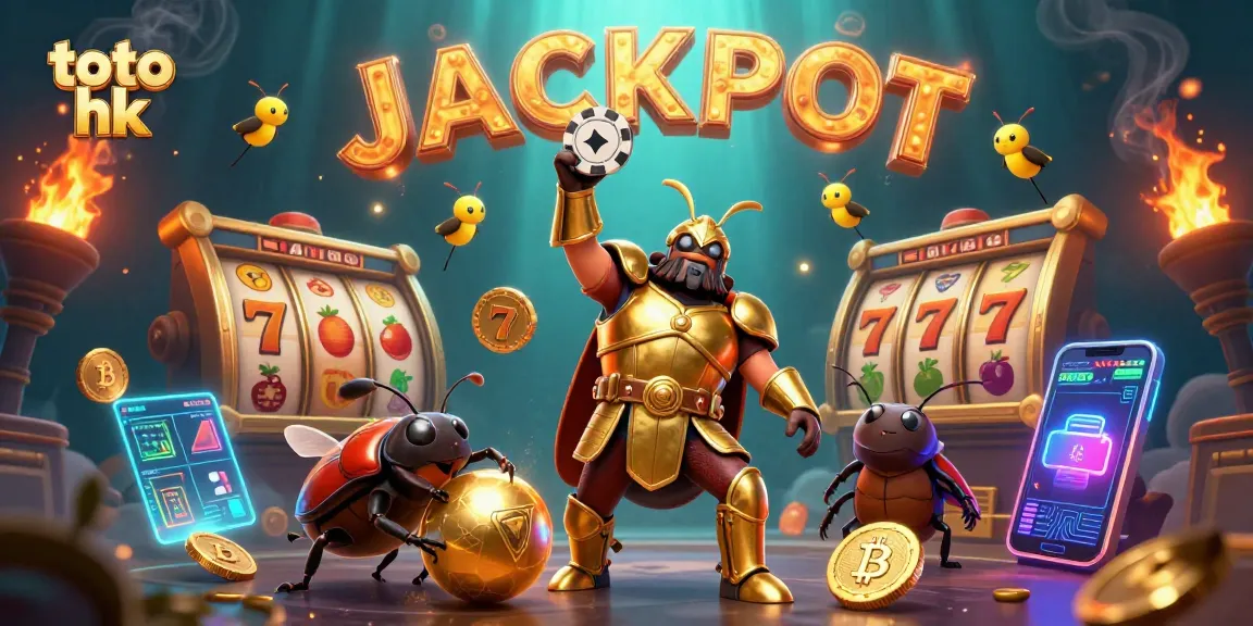 Menangkan jackpot dengan toto hk sambil melihat kepiting hercules di armor keemasan mengangkat chip poker.