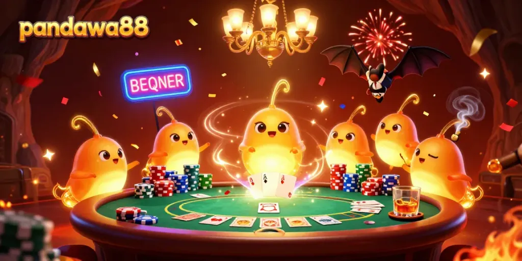 Mendapatkan pengalaman bermain pandawa88 premium dengan cacing bercahaya di kasino yang cerah dan meriah.