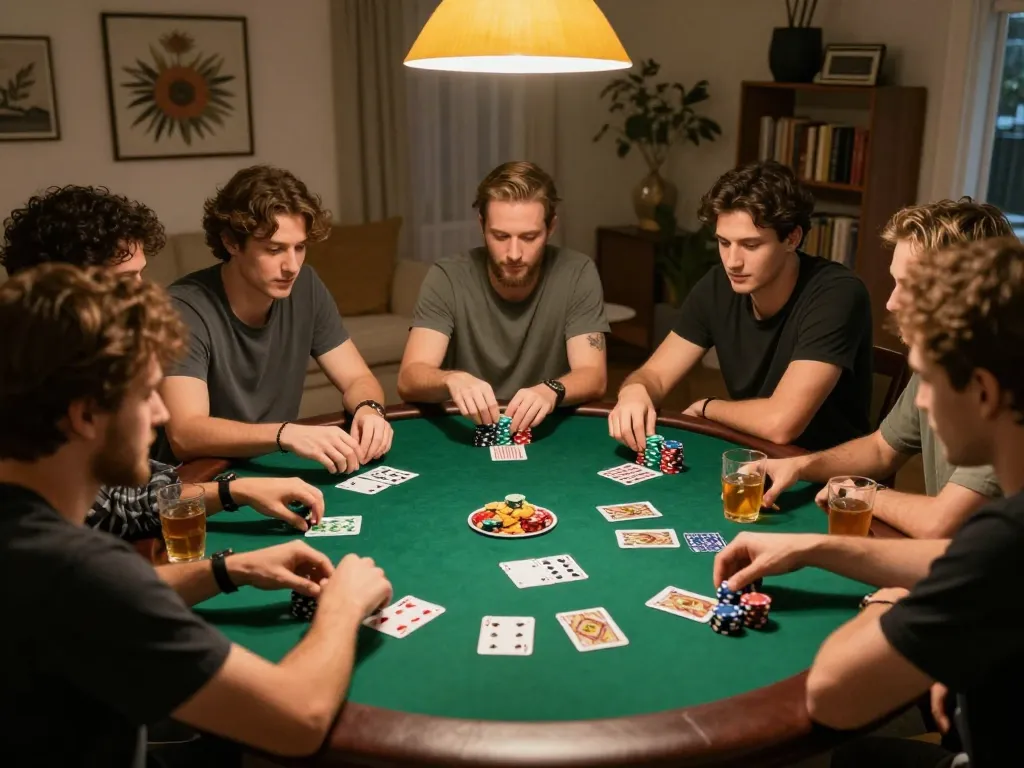 Friends enjoying a lively poker game night with engaging moments at fatfishcantinagrill