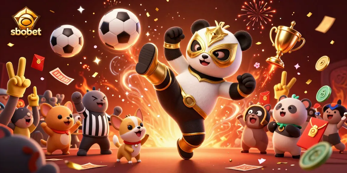 Experience sbobet sports betting excitement with dynamic character action and vibrant decorations.