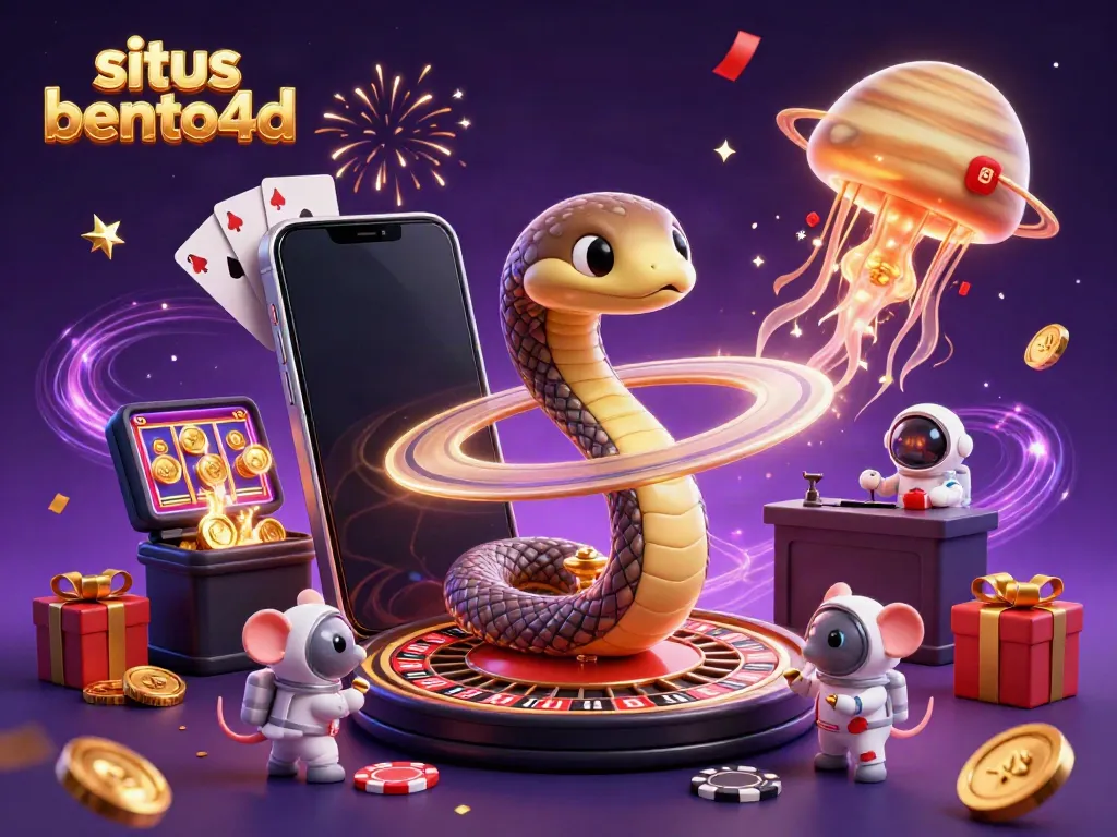 Engage with situs bento4d's vibrant online casino world featuring astronaut mice and a cosmic dealer.