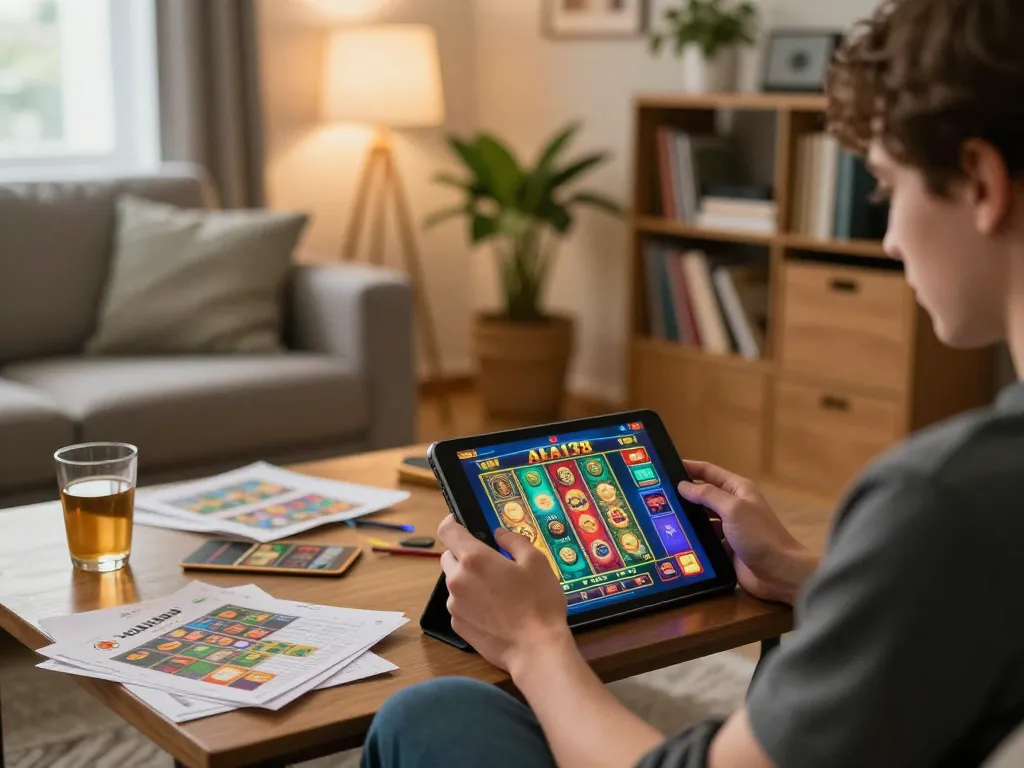 Play alfa138 online casino from a cozy living room with engaging gameplay and strategy notes.