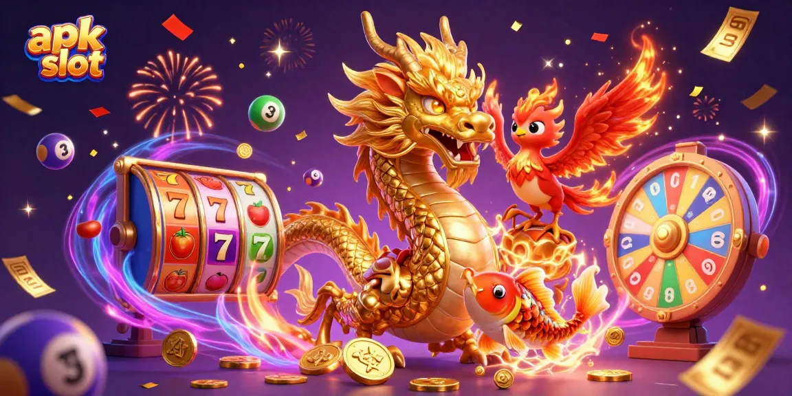 Menggunakan apk slot untuk merasakan sensasi slot online yang menguntungkan dengan tema naga dan koi yang beruntung.