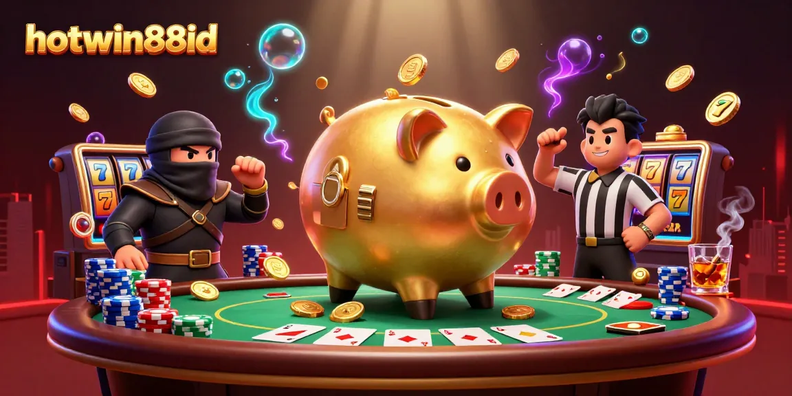 Experience thrilling gaming excitement with hotwin88id's dynamic casino illustration featuring vibrant characters.
