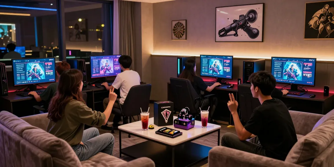 LUXURY777 pengalaman bermain game di ruang lounge mewah dengan teman-teman memainkan konsol modern.