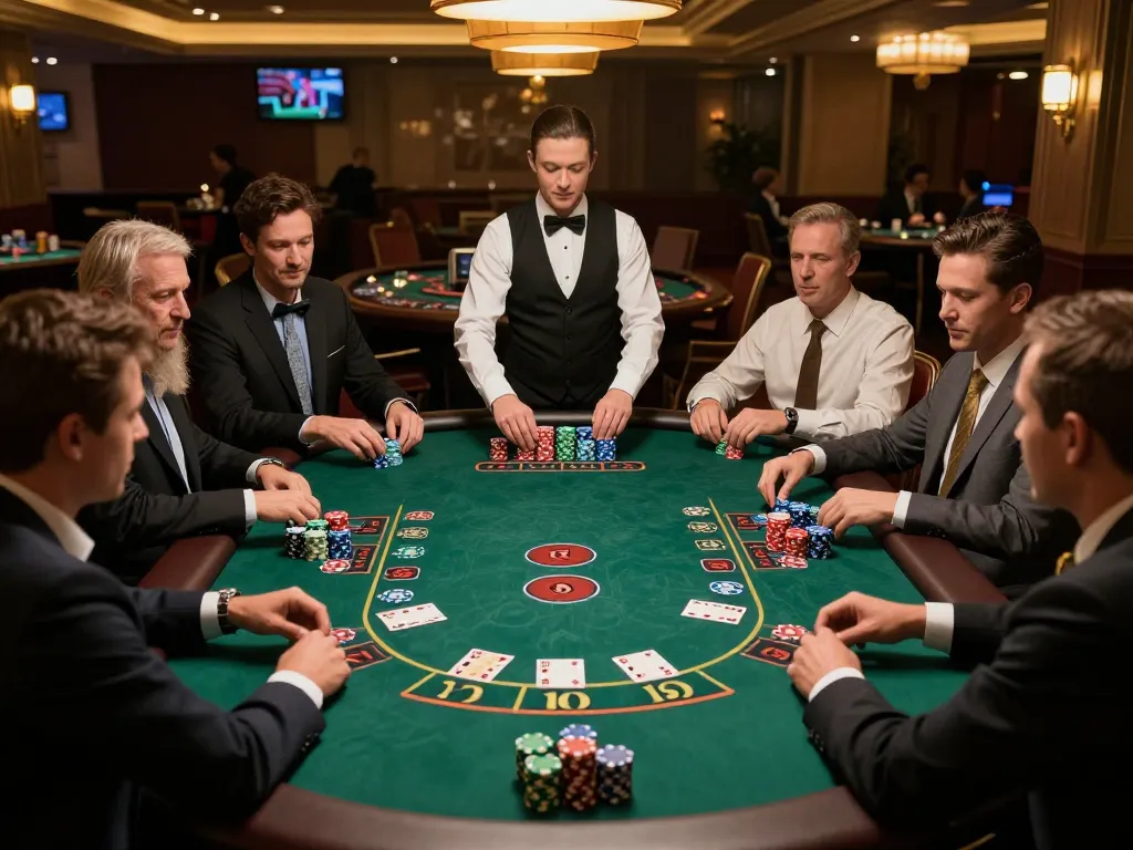 Engaged players strategizing at a blackjack table while preparing to daftar their next bets