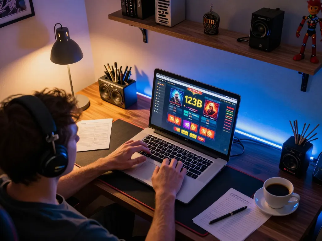 Player engaging in gameplay at 123B online casino, showcasing strategic betting notes and immersive interface