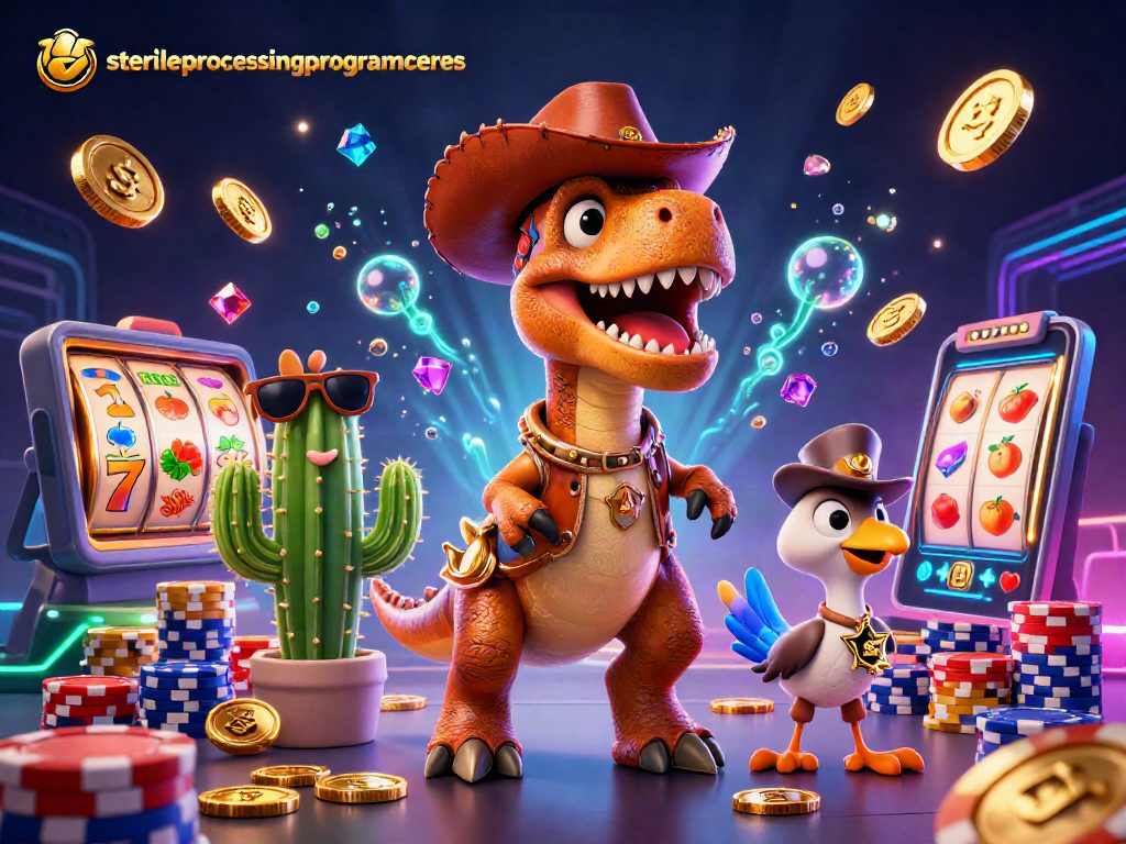 Slot dan jackpot menanti di sterileprocessingprogramceres dengan karakter komik 3D yang penuh warna.