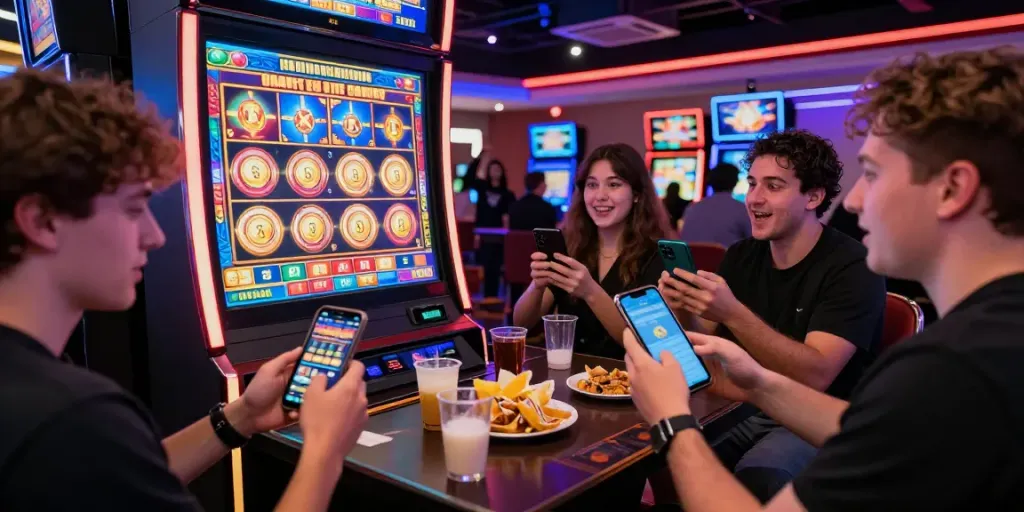 Suasana bermain situs gacor dengan pemain di kasino online yang bersemangat.