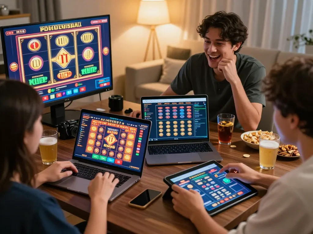 Bayitoto players analyzing strategies and placing bets during an engaging online gaming session.