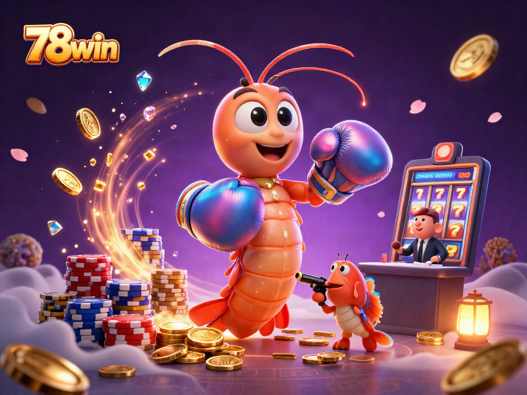 Join the excitement at 78win with action-packed casino games featuring vibrant shrimp characters.
