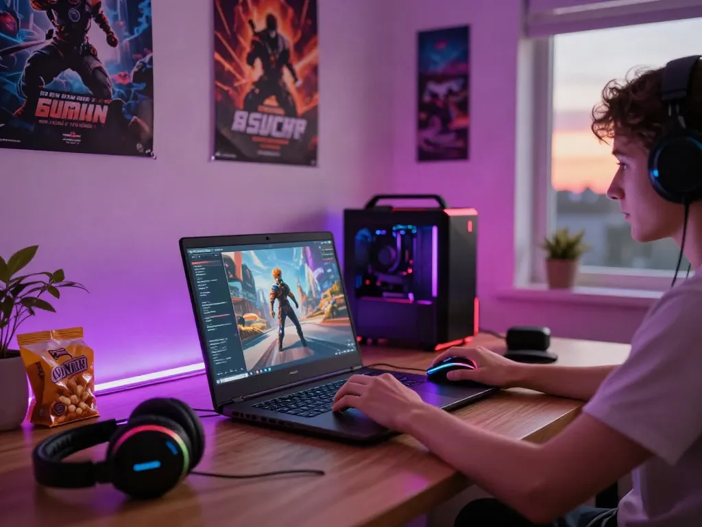 Pengalaman bermain online di rumah dengan totowin88 dan aksesori gaming.