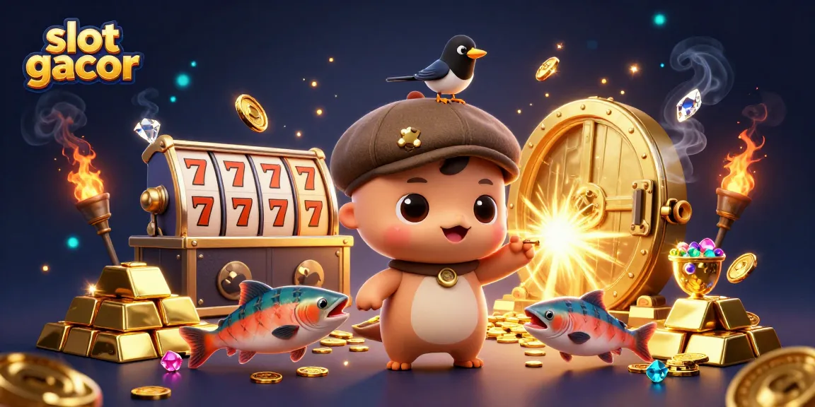 Engage with slot gacor visually through a vibrant 3D scene featuring playful cartoon characters.
