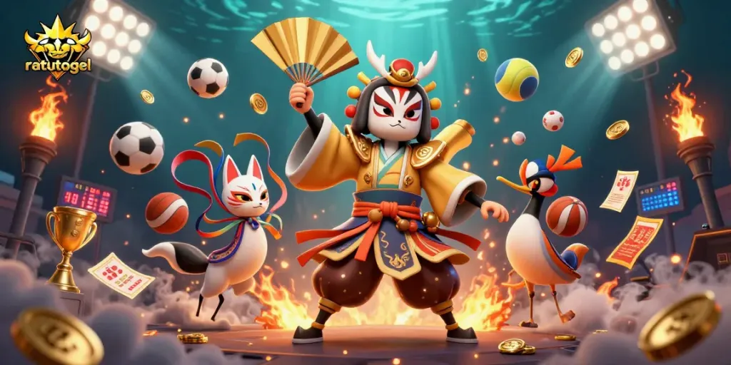 Experience winning strategies for ratutogel with dynamic sports elements in this vibrant illustration.