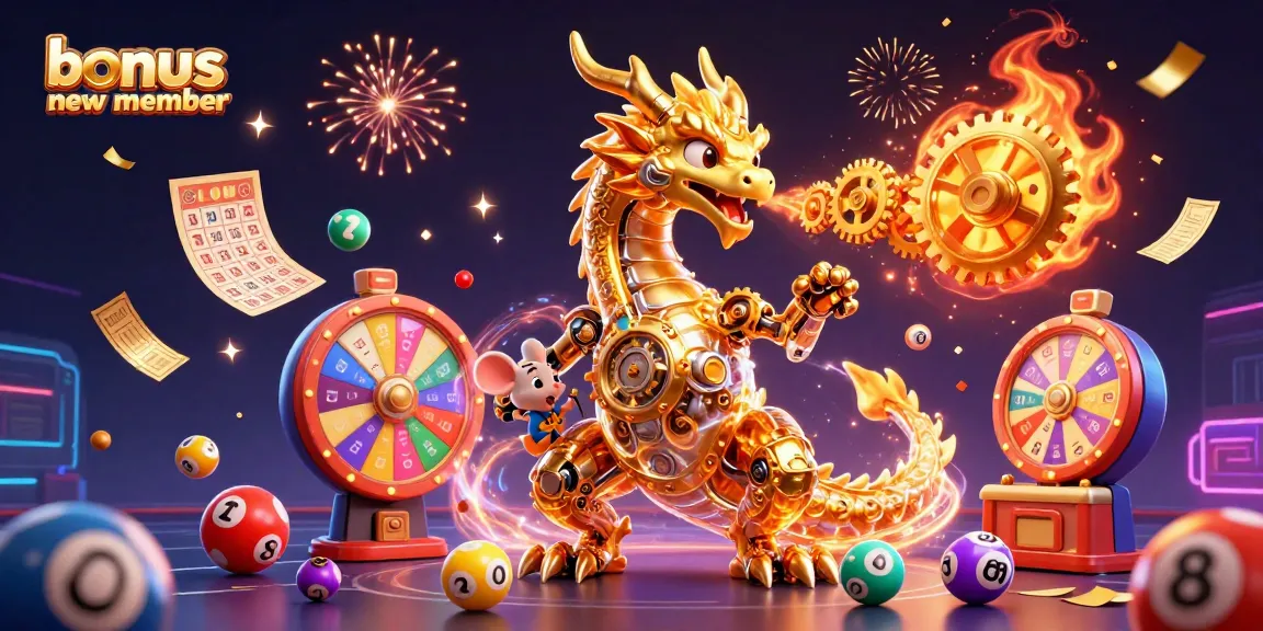 Engage with the exciting bonus new member promotions featuring lively 3D elements and colorful game symbols.