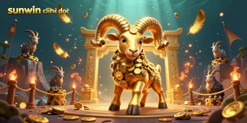 Experience the thrill of sunwin chính thức with an exciting gaming battle scene filled with golden treasures and vibrant colors.