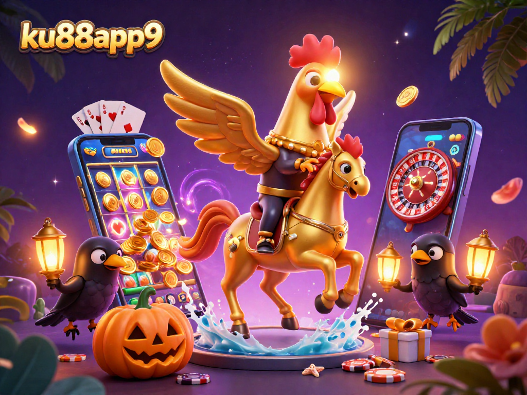 Experience thrilling gameplay at ku88app9 featuring a golden rooster and casino excitement.
