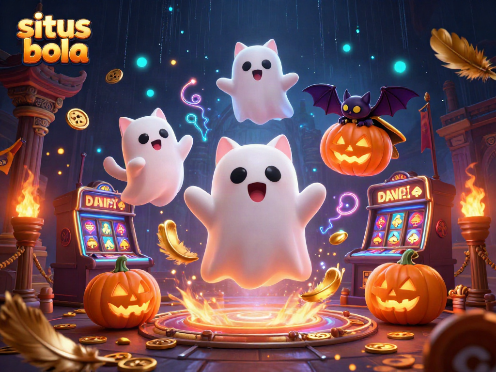 Menonton permainan situs bola dengan kucing hantu dan kelelawar menggemaskan di kasino ajaib.