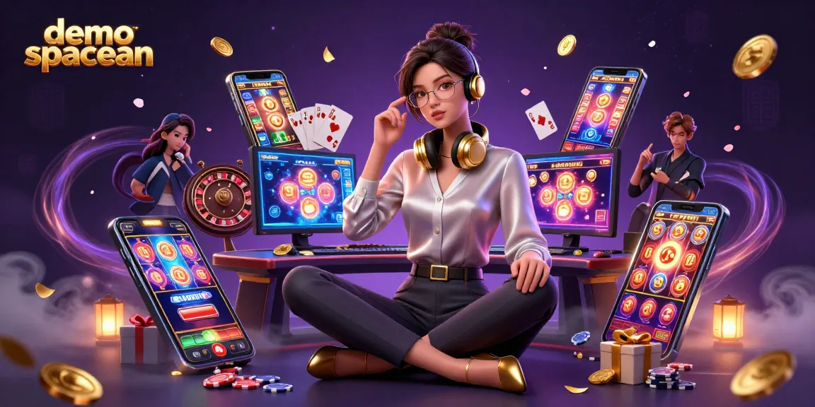 Experience the excitement of demo spaceman slot as golden coins erupt while playing colorful games on a high-tech setup.