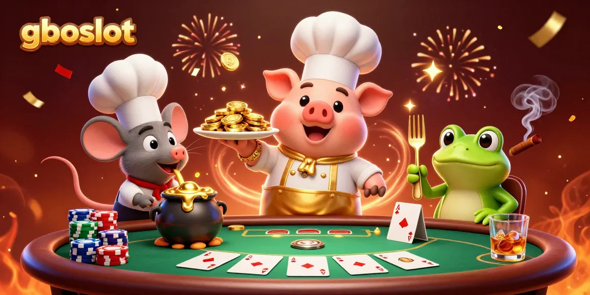 Menggairahkan aksi permainan poker di gboslot dengan karakter unik dan elemen kasino.