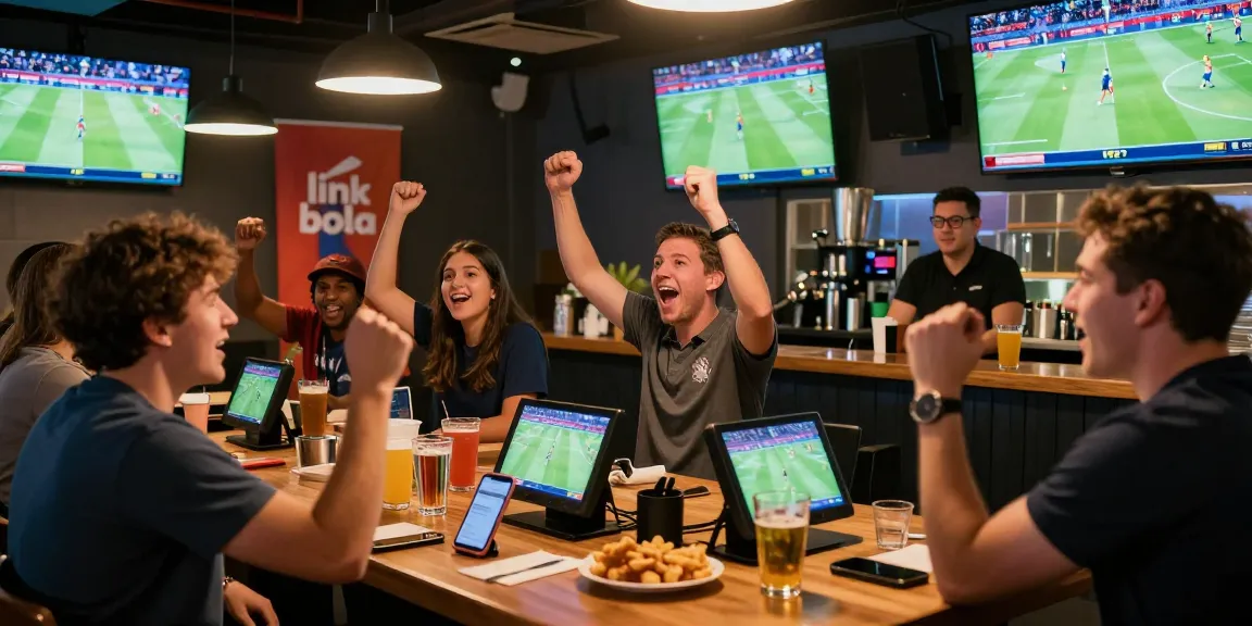 Excited fans enjoying a lively sports betting experience using link bola during the World Cup 2026.