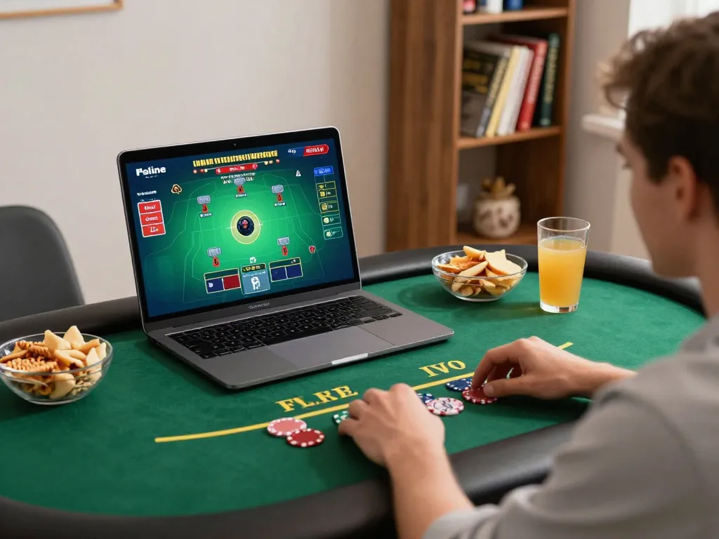 Engaging with live dealer blackjack at home, showcasing lc88 gaming excitement and atmosphere.