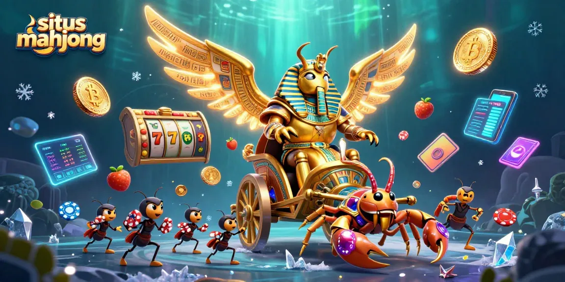 Experience excitement at situs mahjong with a vibrant 3D casino scene showcasing iconic gaming elements.