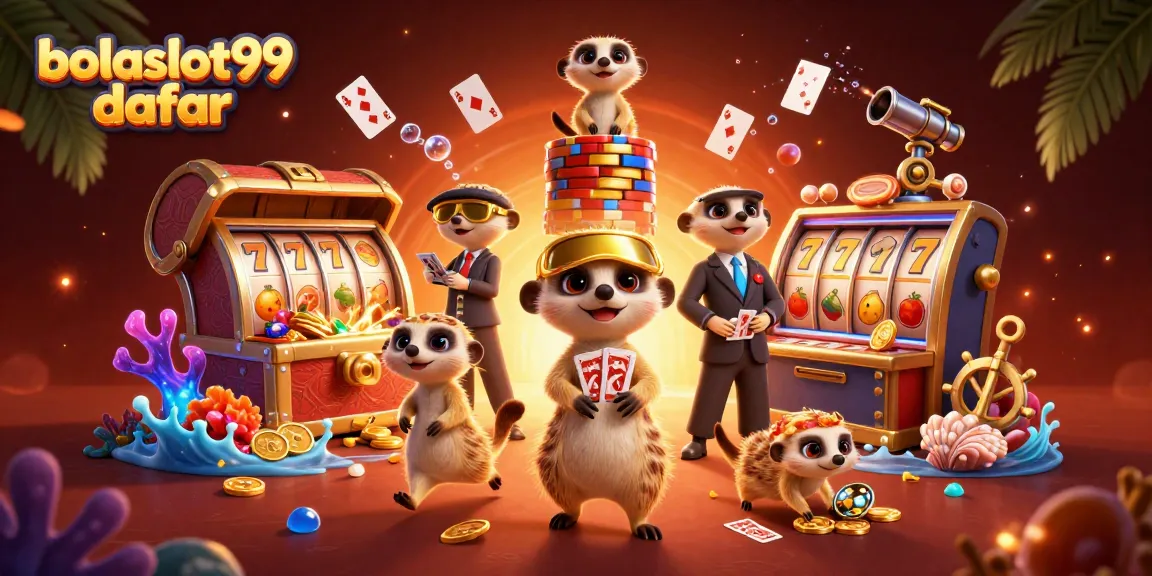 Experience thrilling action at bolaslot99 daftar with lively meerkats in a vibrant casino scene.