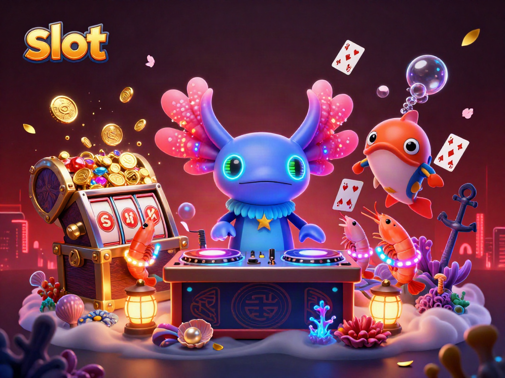 Experience thrilling slot action in an ultra-detailed 3D casino scene with vibrant underwater characters.