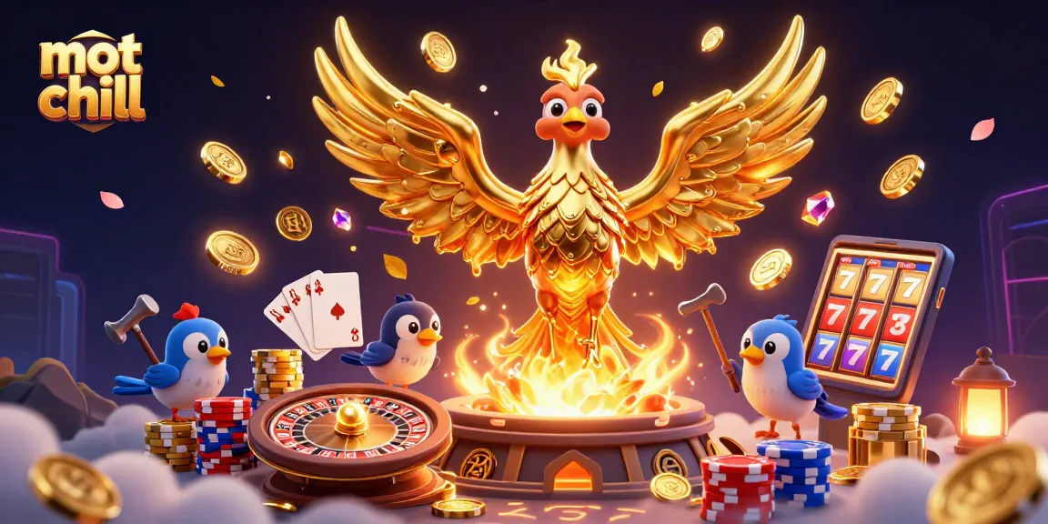 Experience ultimate excitement with mot chill, showcasing a dynamic casino scene filled with gold coins and winning elements.