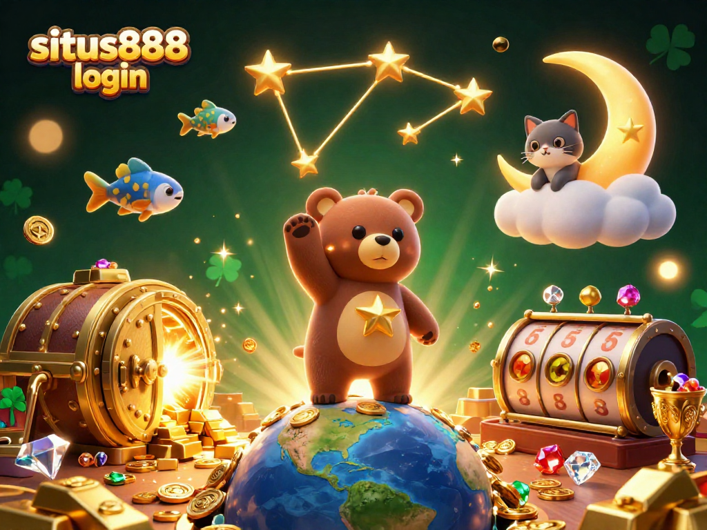 Engage in thrilling gameplay with situs888 login at this vibrant online casino illustration.