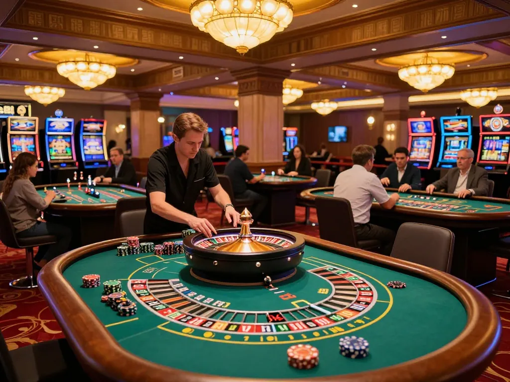 Keberhasilan permainan roulette ALFA138 yang ditangkap dengan pemain yang memasang taruhan dalam suasana kasino yang hidup.